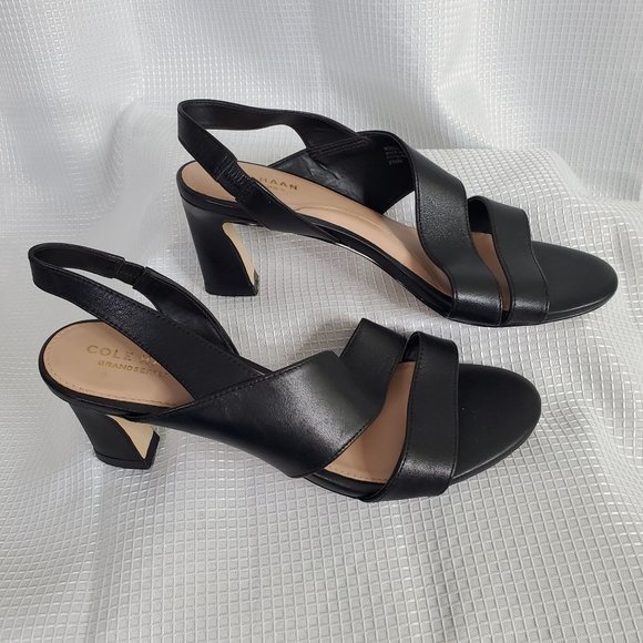 Cole Haan Amalia Size 8 8B Shoes Leather Slingback Strappy Sandals Heels Black - Picture 3 of 8